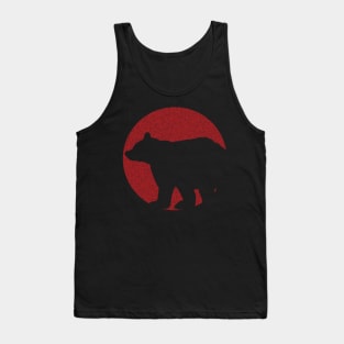 Distressed Minimalist Red Sun Bear Silhouette Tank Top